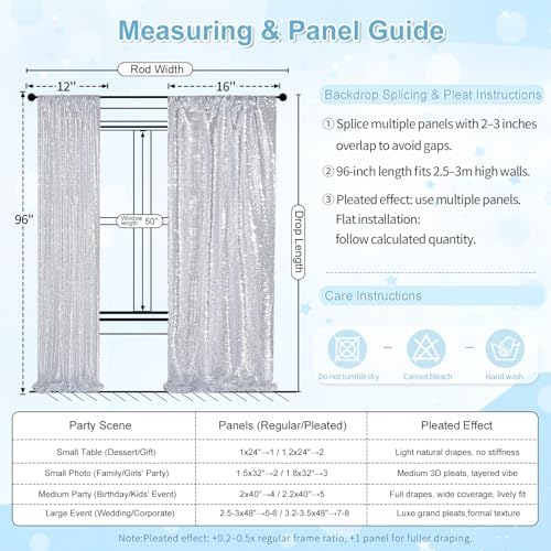 2FTx8FT Silver Glitter Sequin Curtain for Party Photography Backgrounds - Image 6