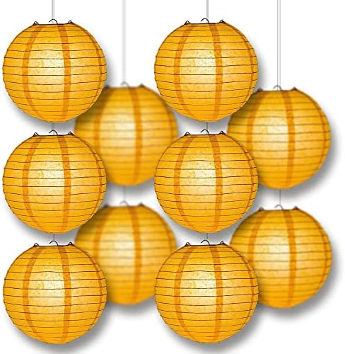 PaperLanternStore.com 12" Papaya Paper Lantern Party Pack with Remote Controlled LED Lights (10-Pack Combo Kit) - Image 3