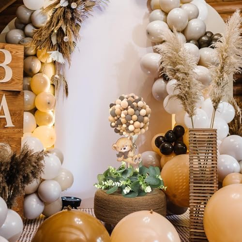 6 Set Baby Shower Bear Table Centerpieces Decortion Brown Bear with Eucalyptus Wreath Wood Slices Welcome Baby Table Toppers for Gender Reveal Boy Or Girl Party Favor - Image 5