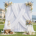 50x12ft White Backdrop Curtain for Wedding Parties, 10 Panels (5x12 ft Each) Wrinkle-Free Dackdrop Curtains, Silky Draping Fabric for Birthday Party, Baby Shower, Photo Background by Gogoparti
