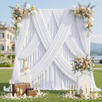 50x12ft White Backdrop Curtain for Wedding Parties, 10 Panels (5x12 ft Each) Wrinkle-Free Dackdrop Curtains, Silky Draping Fabric for Birthday Party, Baby Shower, Photo Background by Gogoparti