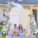 Beige White Arch Backdrop Cover Set of 2 Spandex 7.2 and 6ft Arch Covers Stretchy Backdrop Boho Wedding Balloon Arch Stand Covers for Birthday Party Baby Bridal Shower Banquet Photo Arches Background - Image 2