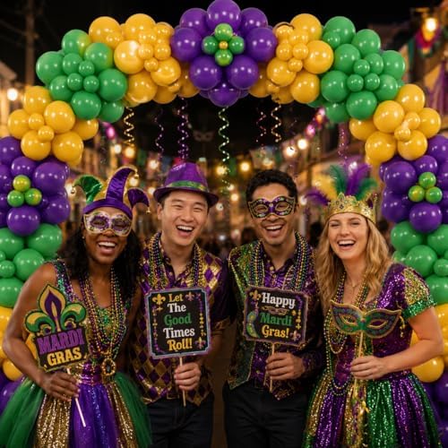 Balloon Arch Deluxe DIY Professional Kit with Mardi Gras Gold, Green and Purple Balloons (1/Pkg) Pkg/1 - Image 4