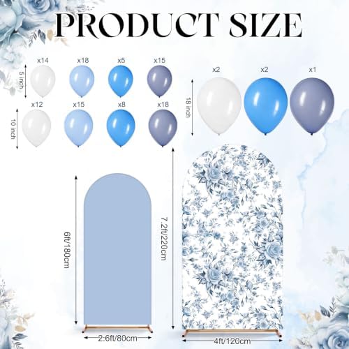 112pcs Blue Floral Arch Backdrops Cover Set - Image 3