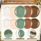 Mimorou 175 Pcs Green Brown Plates Cups Napkins Utensils Woodland - Image 4