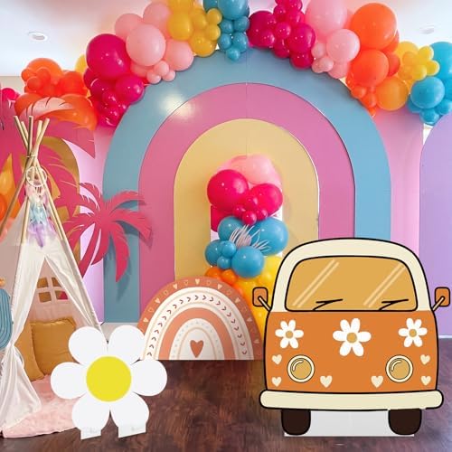 3 Pcs Groovy Hippie Boho Party Favor Hippie Bus Boho Daisy Retro Rainbow Cardboard Cutout 60s 70s Photo Booth Props Party Centerpieces for Baby Shower Birthday Back to School Decorations - Image 7