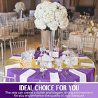 Tudomro 16 Pcs Purple and Gold Round Tablecloth and Satin Runner Set - Image 6