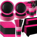 Funnymoom 452 Pcs Hot Pink and Black Party Decoration Supply for 50 Guest by Funnymoom