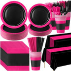 Funnymoom 452 Pcs Hot Pink and Black Party Decoration Supply for 50 Guest by Funnymoom