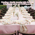 Funnymoom 250 Pcs Pink Gold Floral Paper Plates Napkins Cups Serves 50 - Image 5