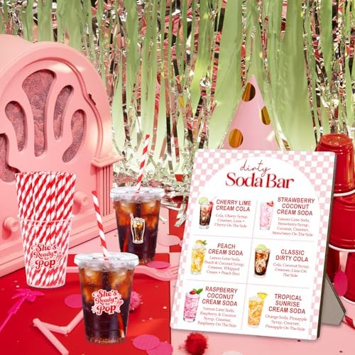 Pink Soda Theme Baby Shower Cups with Straws, 50 Pcs 12 oz Disposable Plastic Cups with Bar Sign, Pregnancy Announcement, Weddings, Bridal Showers and Bachelorette Party Supplies - Image 5