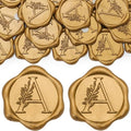 SWANGSA 200 Pack Letter A Wax Seal Stickers, Antique Gold Botanical Leaves Initial Alphabet Self-Adhesive Wax Stickers for Wedding Party Invitation Envelope by SWANGSA