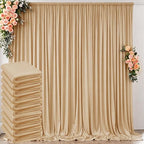 50 ft x 10 ft Wrinkle Free Champagne Backdrop Curtain for Parties, 10 Panels 10ft Polyester Champagne Photo Backdrop Drapes for Graduation Birthday Wedding Party Stage Curtains by Outpain