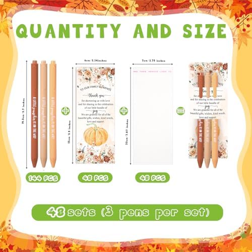Watersay 144 Pcs Thanksgiving Little Pumpkin Baby Shower Favor Fall Baby Shower Pens Gifts Bulk with a Little Pumpkin Is on The Way Thank You Card for Thanksgiving Gender Reveal Party Supplies Decor - Image 3