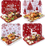 4 Pieces Christmas Serving Trays Melamine Platters by Tiangrid