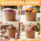 Honeydak 300 Pieces Kraft Paper Cup 8 Oz Disposable Ice Cream Dessert Bowls - Image 6
