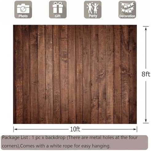 Wood Backdrop 10x8ft Brown Wooden Rustic Floor Panel Board Fabric Background Baby Shower Birthday Wedding Decorations Banner Large Polyester Western Barn Party Wall Decor Photo Props - Image 4