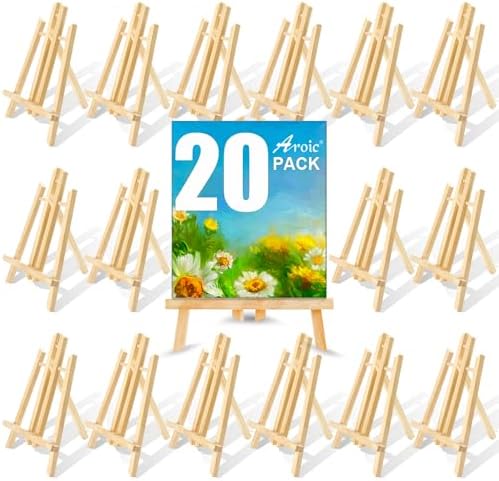 AROIC 20Pack 11.8in Wood Easels,Painting Party Easel,Canvas Holder by AROIC