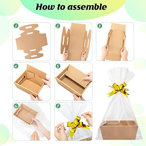 Eccliy 66 Pcs 12" x 10" Valentines Day Baskets Extra Large Baskets for Gifts Empty Set, 12 Cardboard Empty Gift Basket 24 Bags and 30 Bows for Birthday Thanksgiving Wedding Easter Holiday Party - Image 3