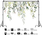 Leowefowa 10x8ft Greenery Photo Backdrop Green Eucalyptus Leaves Photography Background for Baby Shower Gender Reveal Photo Wedding Bridal Birthday Party Decorations Banner Photo Booth Props - Image 2