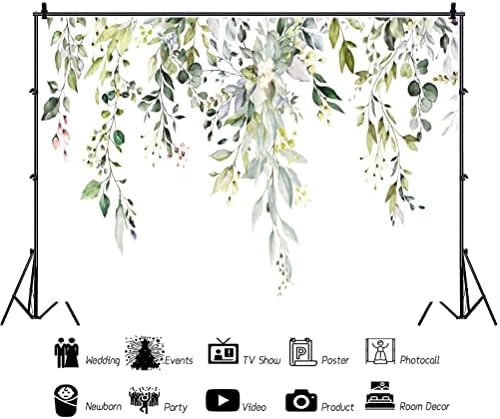 Leowefowa 10x8ft Greenery Photo Backdrop Green Eucalyptus Leaves Photography Background for Baby Shower Gender Reveal Photo Wedding Bridal Birthday Party Decorations Banner Photo Booth Props - Image 2