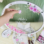 Baby Shower Guest Book Alternative, Circle Floral Wood Drop Heart Box Sign - Image 4