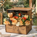 OurWarm Personalized Wedding Card Box with Names & Date Laser-Cut Engraving by OurWarm