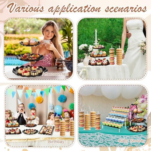 LemonRoad 19 Pcs Cupcake Stand Holder Dessert Table Display,Black and Gold - Image 4