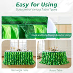 Wish Care 14ft Green Sequin Table Skirt for Rectangle Tables Curly Willow Hawaiian Grass Tutu Skirt Ruffle Table Cloth Desk Skirts for Birthday Baby Shower Jungle Luau Tropical Theme Party Table Decor - Image 5