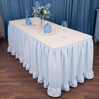 Flutesan 14 ft Blue Gingham Table Skirt for Rectangle Tables - Image 4