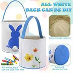 Honeydak 6 PCS Easter Basket for Kids, Cute Bunny Canvas Tote Bucket - Image 3