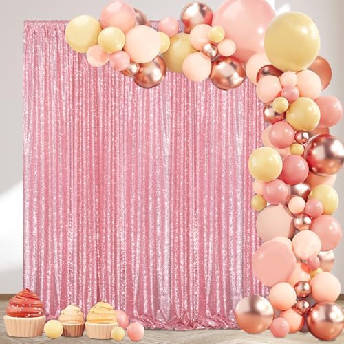 Blush Pink Sequin Backdrop 2 Pcs 5FTx10FT Glitter Party Backdrop Curtain Wedding Ceremony Birthday Backdrop Background Decoration - Image 5