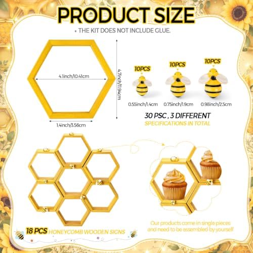 Gerrii 18 Pcs Mini Honeycomb Cupcake Stands, 4.7 x 4.1 x 1.4 Inch, Yellow - Image 2