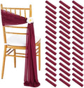 Burgundy Chair Sashes for Wedding: 48 Pieces 8ft Long Sheer Draping Fabric – Christmas Reception Party Hotel Event Chair Decorations by Fanqisi