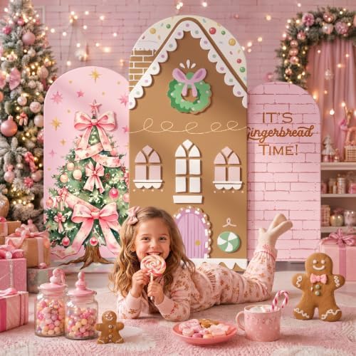 Moukeren 3 Pcs Pastel Pink Gingerbread Arch Cover 4ft 5ft 6ft Decor - Image 2