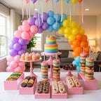 Pink 11Pcs Metal Dessert Display Set Round Cake Stand Riser Platter - Image 4