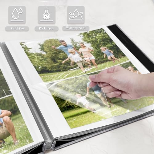 Large Photo Album Self Adhesive, DIY Scrapbook Album for 600 Photos, 13"x12.6" 120 Pages Light Grey Linen Cover Memory Book - Image 4