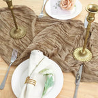 8 Pack Nude Cheesecloth Table Runner 120 Inch Boho Wedding Decor - Image 5