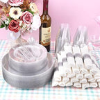 DaYammi 350PCS Silver Glitter Plastic Dinnerware Set for 50 Guests - Image 2