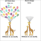 Personalized Communion Gift Fingerprint Giraffe Guest Book Canvas Party Decorations for Girl Baby Shower DIY Thumbprint Signature Painting Ready to Hang-80x120cm - Image 3