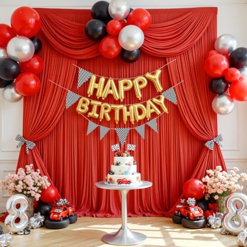 10x10ft Wrinkle Free Red Backdrop Curtain for Parties, Soft Red Christmas Photo Backdrop Curtains, Polyester Photo Backdrop Drapes for Birthday Party Baby Shower Photography Background - Image 6