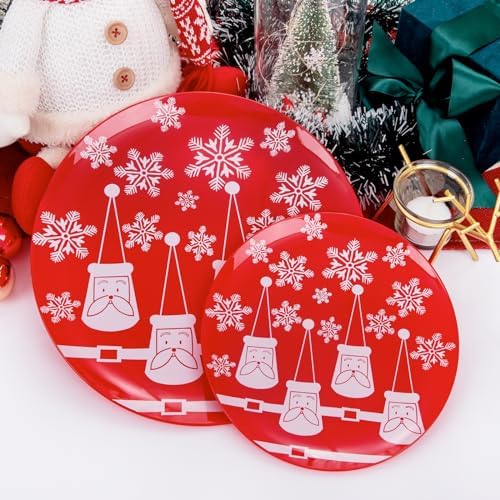 KIRE 150PCS Christmas Plastic Plates Dinnerware - Santa Claus Christmas Plates with Red Silverware include 25Dinner Plates 25Salad Plates 25Forks 25Knives 25Spoons 25Cups - Image 5