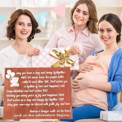 GlikCeil Baby Shower Guest Book Alternatives Baby Keepsake Gender Reveal Welcome Baby Shower Sign Wooden Signature Frame Pregnancy Decor with 4 Pens for Baby Shower Party Decorations (Bear) - Image 5