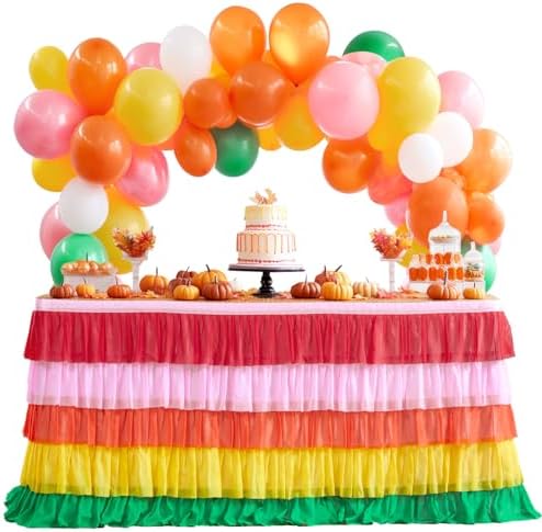 Rainbow Table Skirt 9ft Colorful Tutu Tablecloth for Rectangle Table Birthday Uincorn Indian Party Christmas Decoration - Image 7