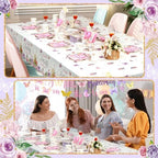 405 Pcs Butterfly Party Decorations Purple Plates Cups Napkins - Image 6