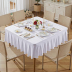 Wish Care White Spandex Tablecloths for 54x54 Inch Square Tables, Stretch Fitted Table Clothes with Pleated Ruffle Skirt for 54” Table, Wrinkle Free and Elastic, for Party Kitchen Home Dining by WishCare