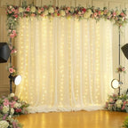 10x10FT Beige Wrinkle Free Backdrop Curtains with Lights String for Parties - Photo Curtain Backdrop with Lights for Wedding Decorations, Bridal Baby Shower Birthday Party Photography Background - Image 4