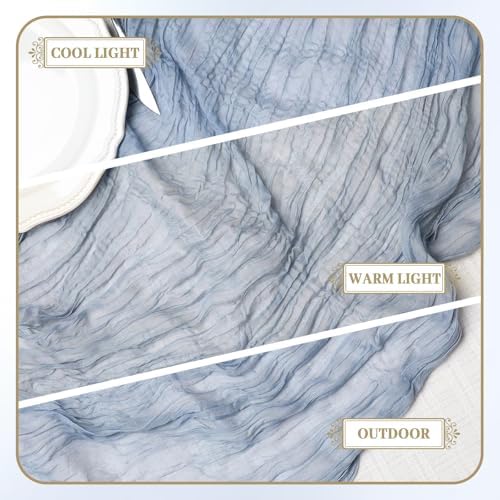 Le courant 12pcs 10Ft Cheesecloth Table Runner, Rustic Boho Gauze Cheese Cloth Runner Table Runner for Weddings Bridal Baby Shower Birthday Holiday Parties Home Decor, Dusty Blue - Image 5
