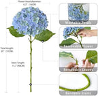 ZYTUYO 20 inches 4 Pcs Blue Green Real Touch Hydrangea Artificial Flowers Boho Lifelike Real Looking Latex Hydrangeas Flower with Long Stem for Home Decor Spring Table Centrepiece - Image 7