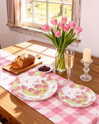 Hioasis 60 Pcs Disposable Plates, Pink Tulip & Butterfly, Pearl Trim - Image 3